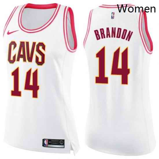 Womens Nike Cleveland Cavaliers 14 Terrell Brandon Swingman WhitePink Fashion NBA Jersey